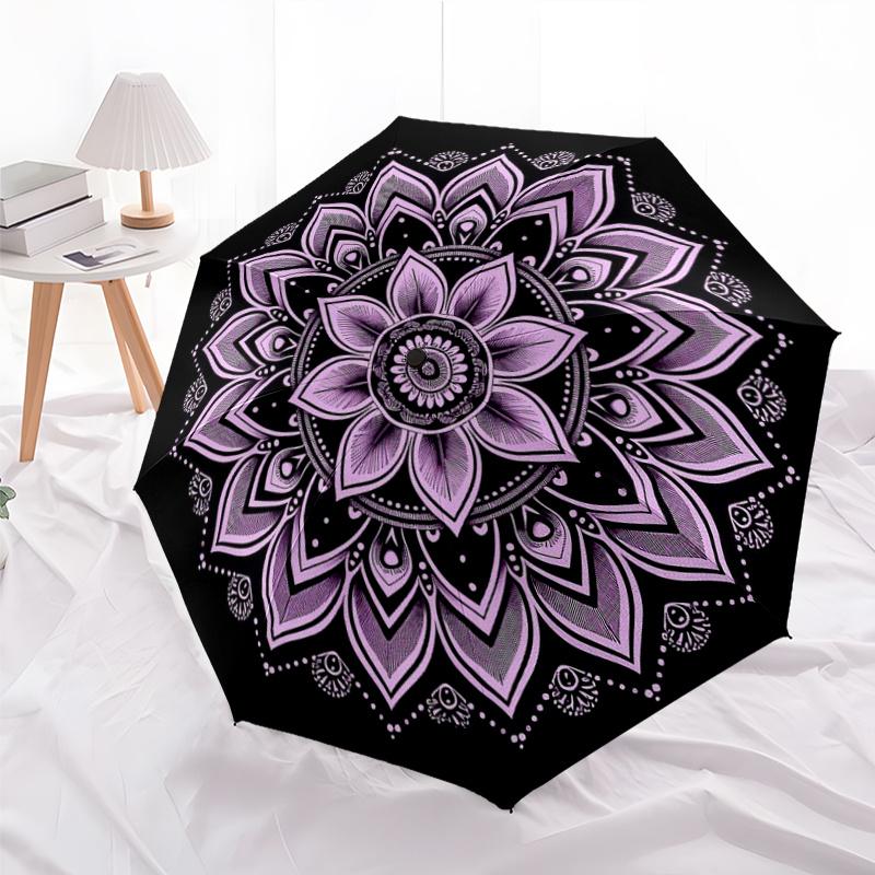 1pc Automatic Folding Umbrella with Purple Mandala Pattern - Black & Pink Travel Umbrella, 8-Rib Compact Portable Design, Wind Iron&8K
1pc Automatic Folding Umbrella with Purple Mandala Pattern - Black & Pink Travel Umbrella, 8-Rib Compact Portable Design, Wind Iron&8K