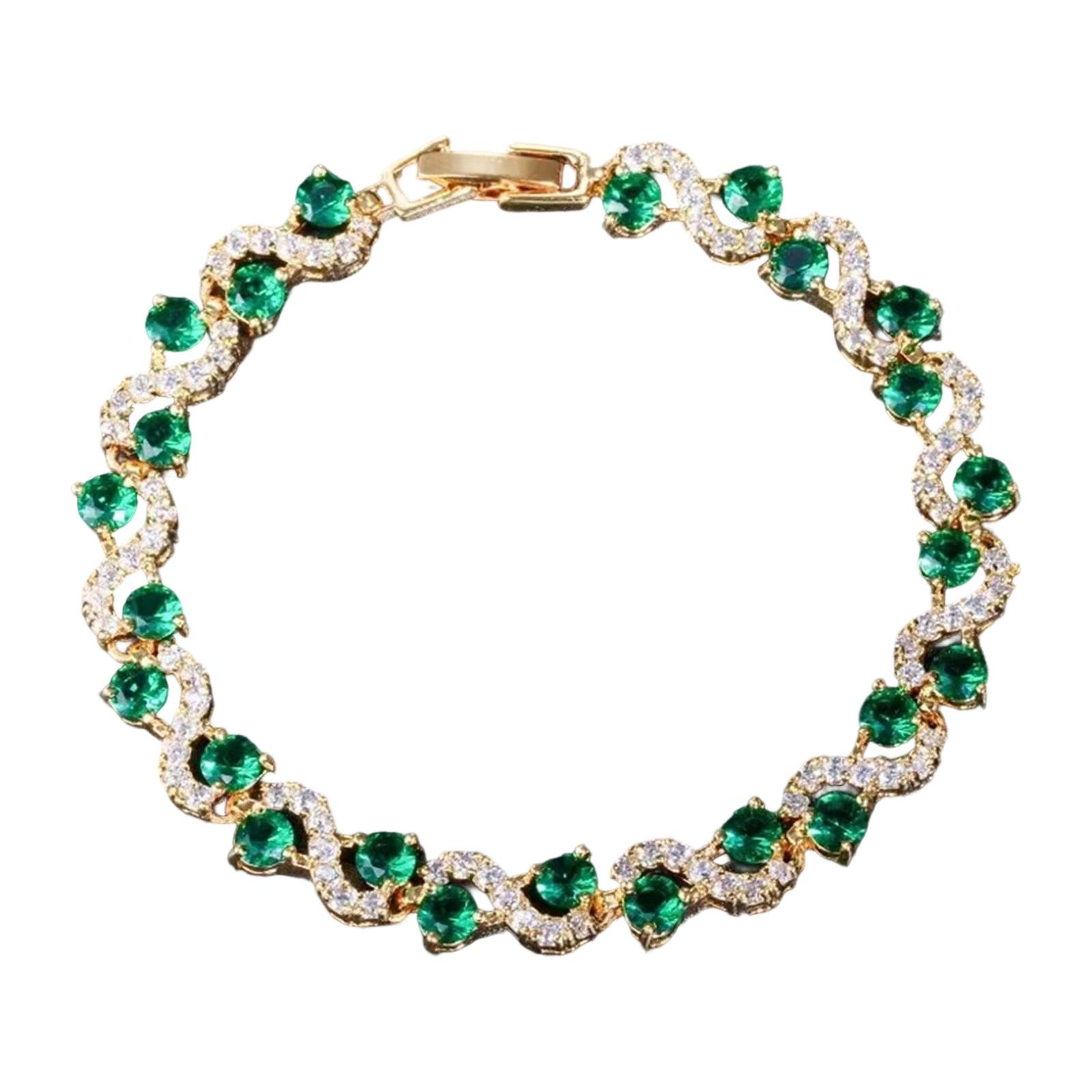 Элегантный теннисный браслет с круглыми камнями из кубического циркония для женщин, браслет из имитированных бриллиантов, аксессуары для вечеринок зелёный
Элегантный теннисный браслет с круглыми камнями из кубического циркония для женщин, браслет из имитированных бриллиантов, аксессуары для вечеринок зелёный