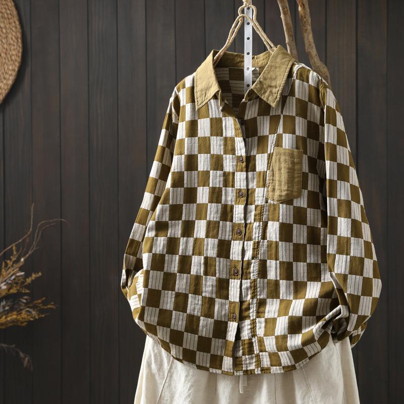 Johnature Women Vintage Plaid Shirts Spring Chinese Style Turn-down Collar Long Sleeve Button Soft Female Shirts L жовтий
Johnature Women Vintage Plaid Shirts Spring Chinese Style Turn-down Collar Long Sleeve Button Soft Female Shirts L жовтий