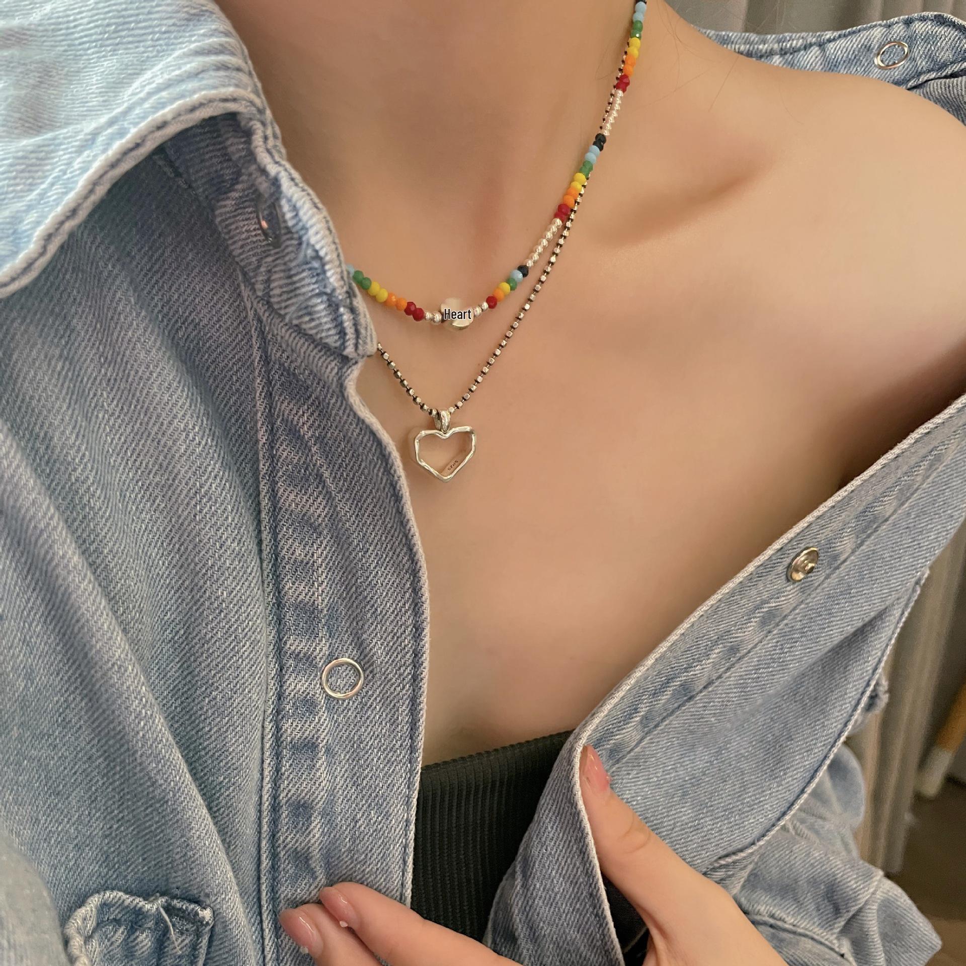 S925 Sterling Silver Rainbow Smiley Face Necklace with Colorful Beaded Smile Clavicle Chain 925 Silver
S925 Sterling Silver Rainbow Smiley Face Necklace with Colorful Beaded Smile Clavicle Chain 925 Silver