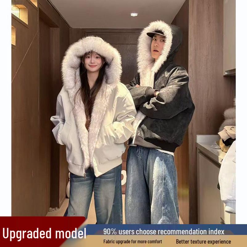 Large Hooded Snow Leopard Fur Collar PU Leather Winter Jacket, Couple Style XL брудно-білий
Large Hooded Snow Leopard Fur Collar PU Leather Winter Jacket, Couple Style XL брудно-білий