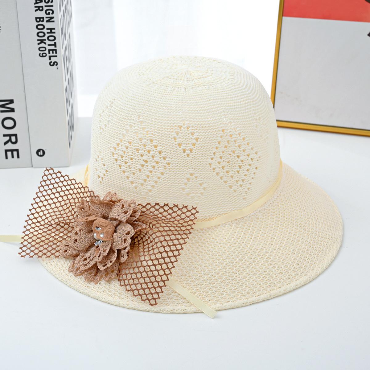 Летняя пляжная солнцезащитная шляпа рыбака, женская уличная солнцезащитная шляпа с защитой от ультрафиолета, пляжная соломенная шляпа с полой травой ONE SIZE бежевый