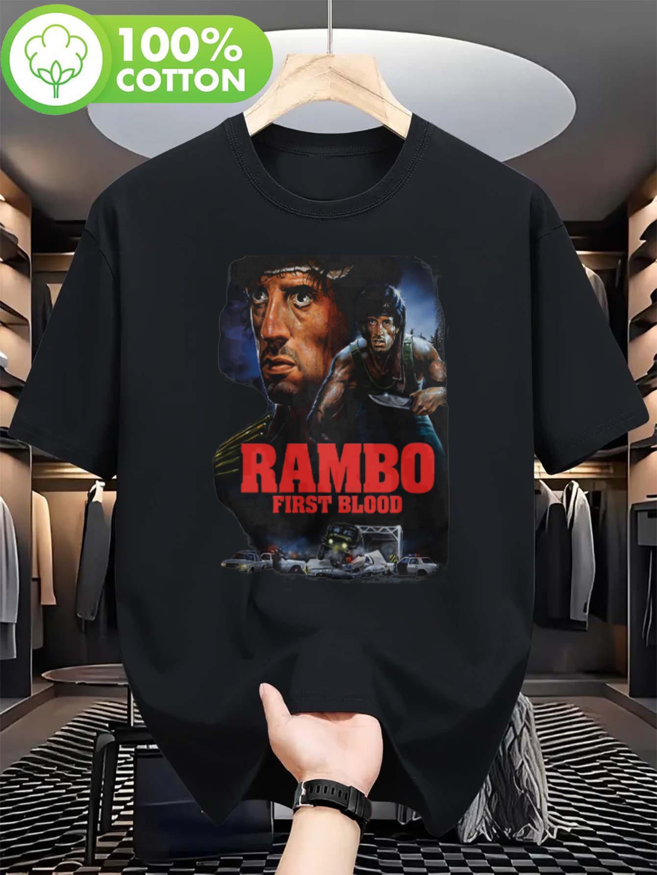 Summer First Blood Movie Tshirt Iconic John J Rambo Print Shirt Mens Round Neck Short Sleeved Tshirt L
Summer First Blood Movie Tshirt Iconic John J Rambo Print Shirt Mens Round Neck Short Sleeved Tshirt L