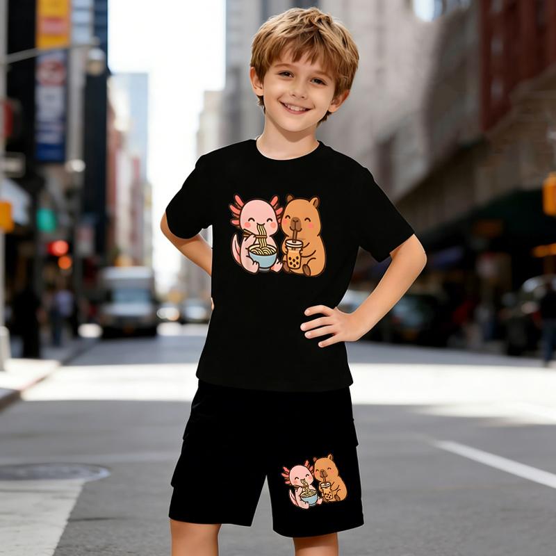 Boys 2 Piece Salamander and Capybara Pattern Print Outfit, Short Sleeve T-Shirt and Shorts Set for Kids Age 5-14,White Sporty Casual Summer Clothes 5-6 Years чёрный
Boys 2 Piece Salamander and Capybara Pattern Print Outfit, Short Sleeve T-Shirt and Shorts Set for Kids Age 5-14,White Sporty Casual Summer Clothes 5-6 Years чёрный