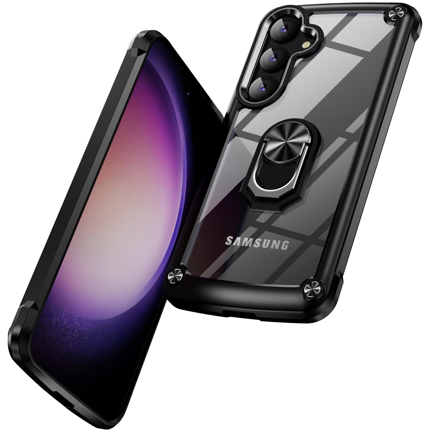For Samsung Galaxy S24+ Cell Phone Case Anti-scratch PC+TPU Metal Ring Kickstand Protective Cover Black
For Samsung Galaxy S24+ Cell Phone Case Anti-scratch PC+TPU Metal Ring Kickstand Protective Cover Black