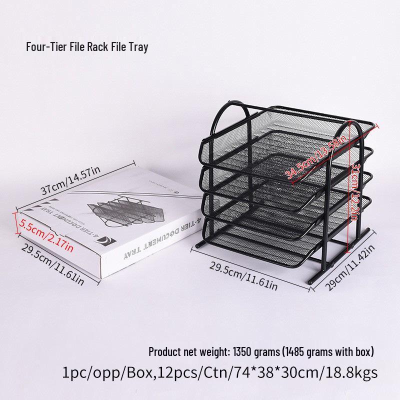 Iron Mesh Four-Tier Document Organizer - Arc-Shaped File Tray and Office Storage Rack
Iron Mesh Four-Tier Document Organizer - Arc-Shaped File Tray and Office Storage Rack