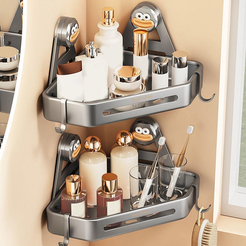 Wall Mounted Suction Cup Corner Storage Rack Punch Free Triangular Basket for Home Beige-Style B
Wall Mounted Suction Cup Corner Storage Rack Punch Free Triangular Basket for Home Beige-Style B