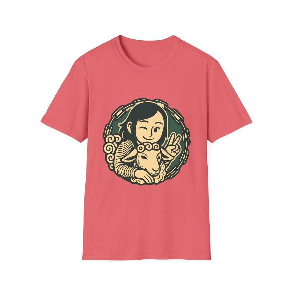 Unisex Softstyle Girl and Sheep T-Shirt – Peace Sign, Chain Circle XL
Unisex Softstyle Girl and Sheep T-Shirt – Peace Sign, Chain Circle XL