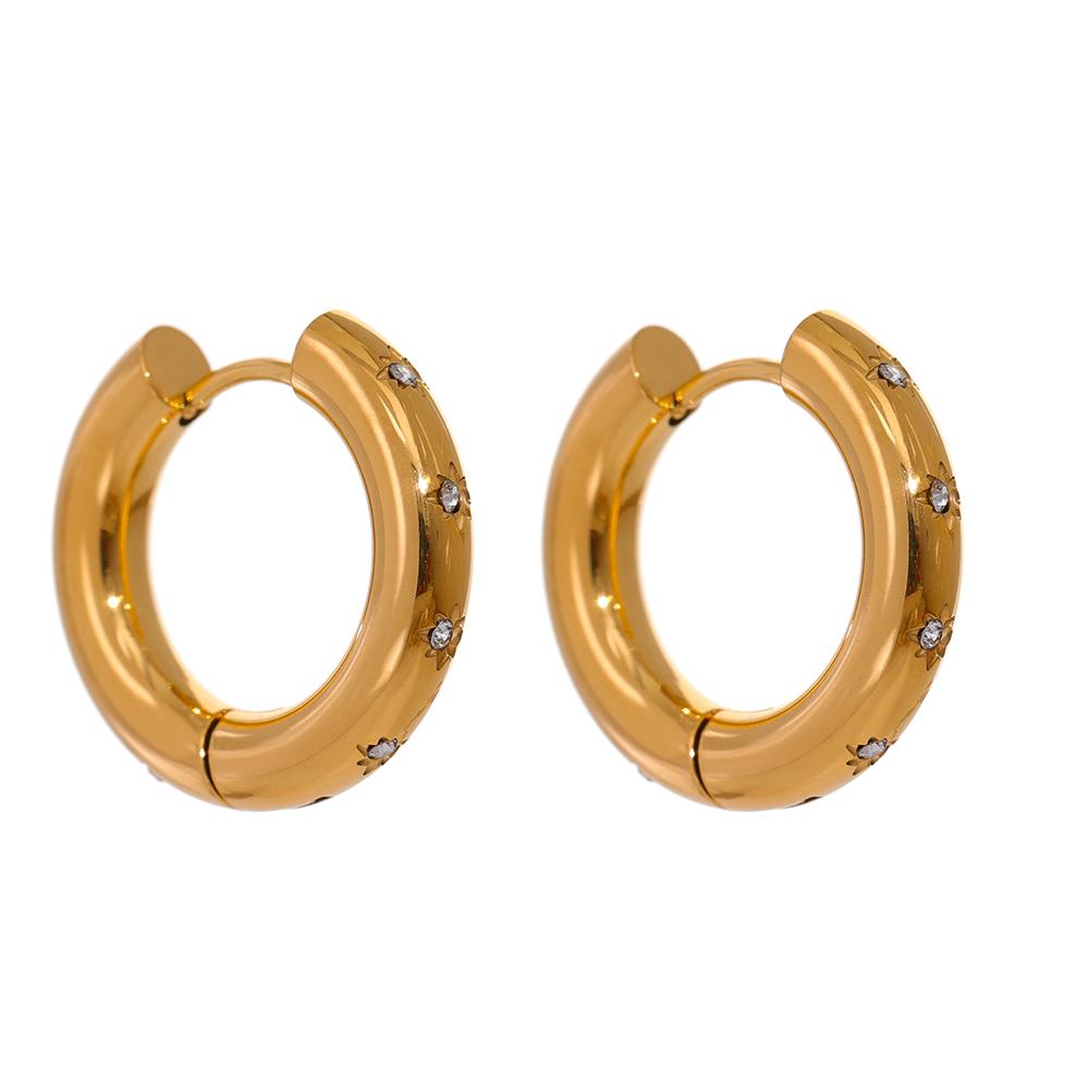 Yhpup Stainless Steel Round Star CZ Hoop Earrings High Quality Cubic Zirconia Golden Huggie Texture Waterproof Jewelry Gift New
Yhpup Stainless Steel Round Star CZ Hoop Earrings High Quality Cubic Zirconia Golden Huggie Texture Waterproof Jewelry Gift New
