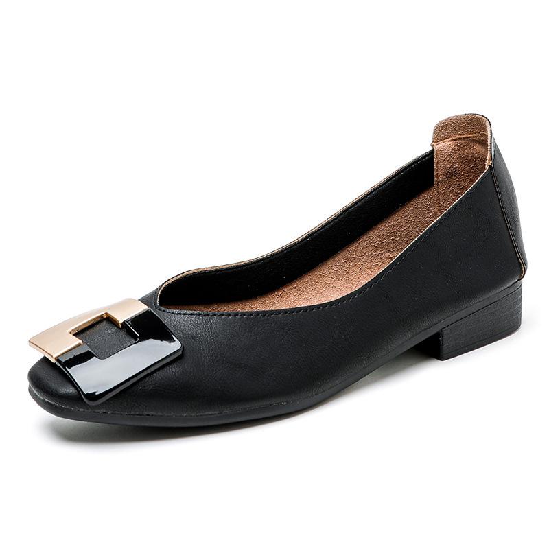 Женские дышащие туфли на низком каблуке с квадратным носком — мягкие, удобные, не натирающие кожу туфли для работы 38 чёрный
