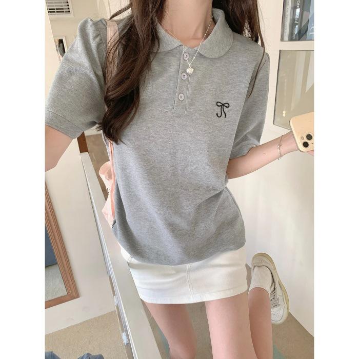 Pearl doll collar bow embroidered short-sleeved T-shirt women s summer loose and thin Korean version half-sleeved top tide 2XL сірий колір
Pearl doll collar bow embroidered short-sleeved T-shirt women s summer loose and thin Korean version half-sleeved top tide 2XL сірий колір