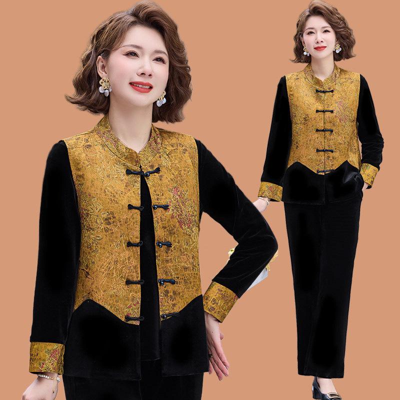 Velvet Spring Suit: Chic Three-Piece Vest Set for Petite Mother’s Day, New Chinese Style for Middle-Aged & Elderly Women 5XL (about 145-160 lbs)
Velvet Spring Suit: Chic Three-Piece Vest Set for Petite Mother’s Day, New Chinese Style for Middle-Aged & Elderly Women 5XL (about 145-160 lbs)