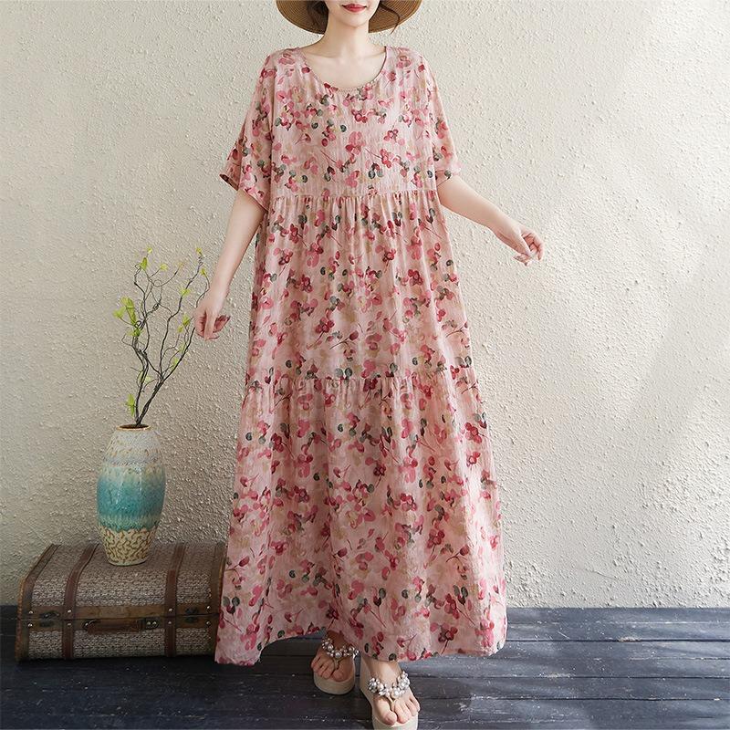 The real shot is summer thin cotton and linen fat mm round neck short-sleeved vacation style loose and thin cake skirt big swing A-shaped skirt Large size average size
The real shot is summer thin cotton and linen fat mm round neck short-sleeved vacation style loose and thin cake skirt big swing A-shaped skirt Large size average size