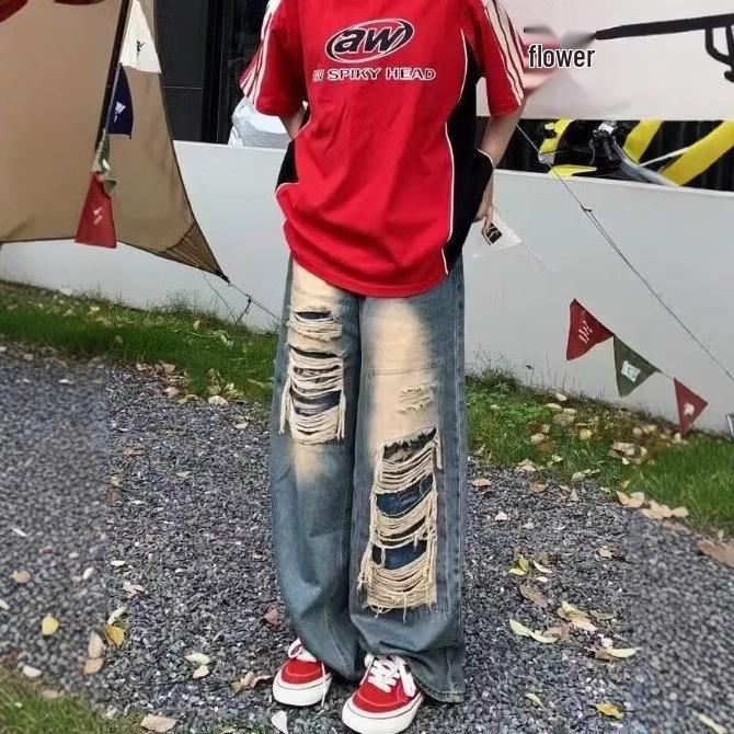 Women s Distressed Ripped Straight-Leg Jeans - American High Street Style, Spring/Autumn. Large
Women s Distressed Ripped Straight-Leg Jeans - American High Street Style, Spring/Autumn. Large