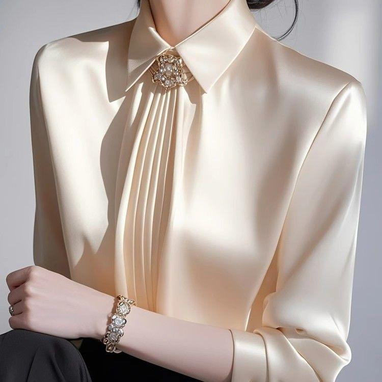 Satin Women s Blouses Korean Office Lady Shirts Loose Spring Summer Vintage Clothing Solid Long Sleeve Women Tops Without Lapel Jewellery S
Satin Women s Blouses Korean Office Lady Shirts Loose Spring Summer Vintage Clothing Solid Long Sleeve Women Tops Without Lapel Jewellery S