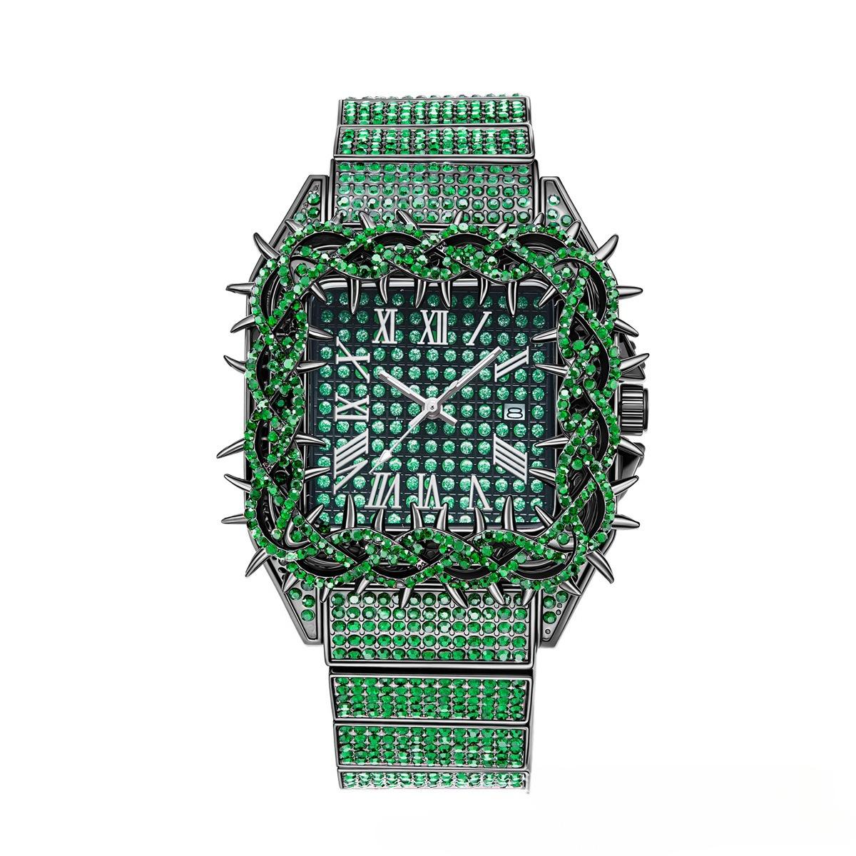 Hip Hop Rhinestone Thorn Quartz Watch Emeralds for Men Waterproof Watch зелёный
Hip Hop Rhinestone Thorn Quartz Watch Emeralds for Men Waterproof Watch зелёный