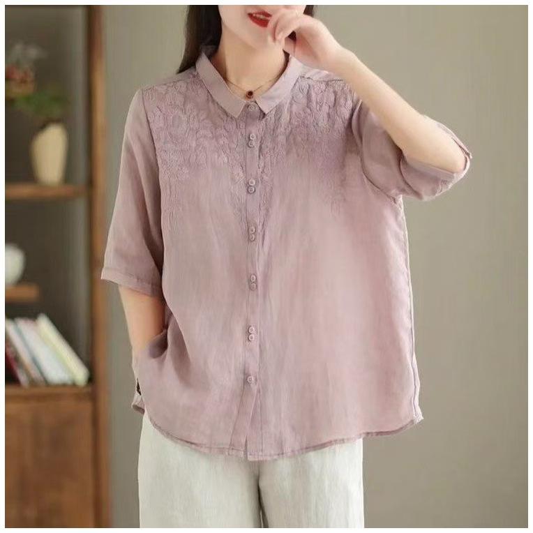 Художественная ретро хлопково-льняная рубашка с вышивкой и рукавом три четверти на весну-лето 3XL фиолетовый
Художественная ретро хлопково-льняная рубашка с вышивкой и рукавом три четверти на весну-лето 3XL фиолетовый