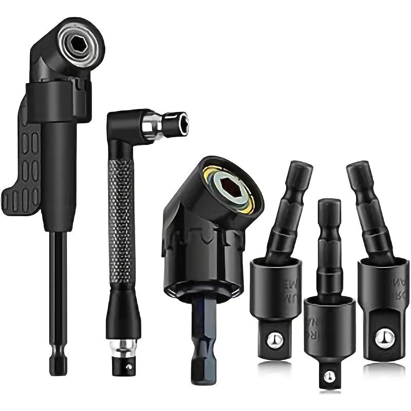 Flexible Drill Bit Extension 6Pcs 105° & 90° Right Angle Adapter, 1/4 3/8 1/2 Impact Socket Set, 360° Rotatable Shaft Extension
Flexible Drill Bit Extension 6Pcs 105° & 90° Right Angle Adapter, 1/4 3/8 1/2 Impact Socket Set, 360° Rotatable Shaft Extension