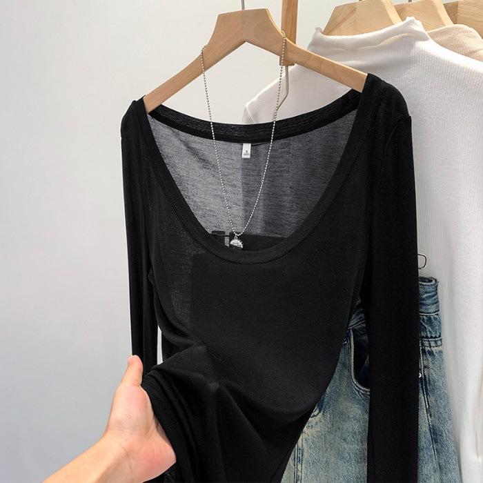 Tencel thin slim-fitting white u-neck sunscreen bottoming blouse T-shirt women s spring and summer big neckline long-sleeved top XL чорний
Tencel thin slim-fitting white u-neck sunscreen bottoming blouse T-shirt women s spring and summer big neckline long-sleeved top XL чорний