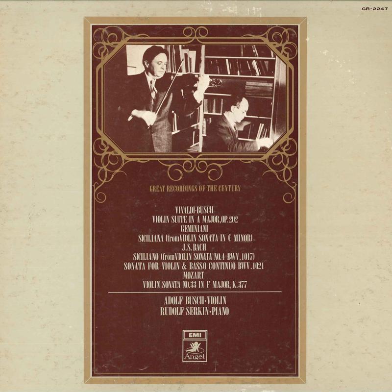 LP Record ADOLF BUSCHVIOLINRUDOLF SERKINP VivaldibuschViollin Suite In A Ma GR2247 ANGEL Japan Classical Used
LP Record ADOLF BUSCHVIOLINRUDOLF SERKINP VivaldibuschViollin Suite In A Ma GR2247 ANGEL Japan Classical Used