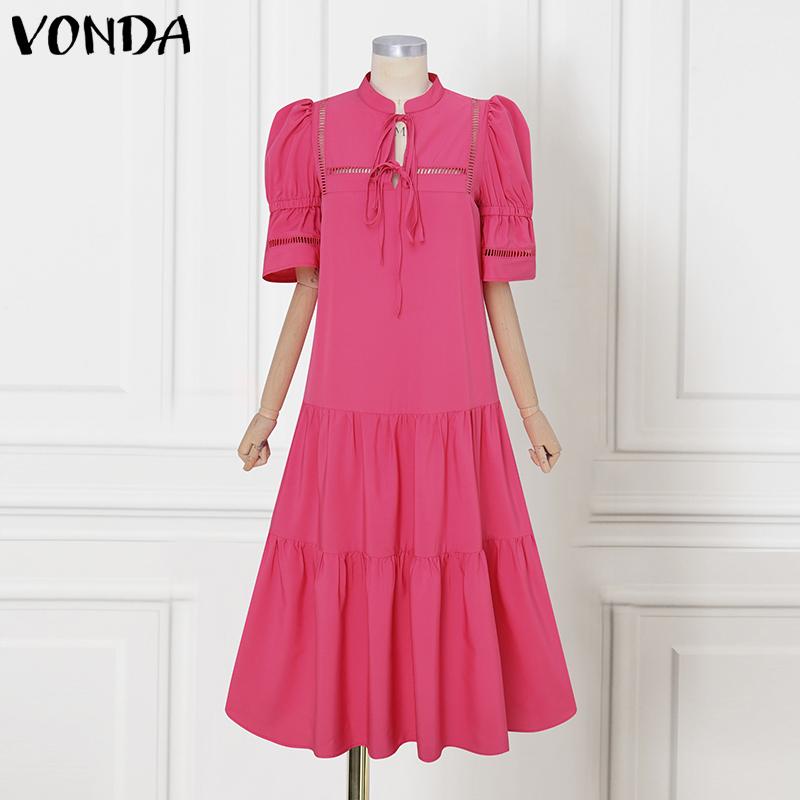 VONDA Summer Women Puff Sleeve Hollow Out Lace-up Casual Ruffled Pleated Dress 3XL темно-розовый
VONDA Summer Women Puff Sleeve Hollow Out Lace-up Casual Ruffled Pleated Dress 3XL темно-розовый