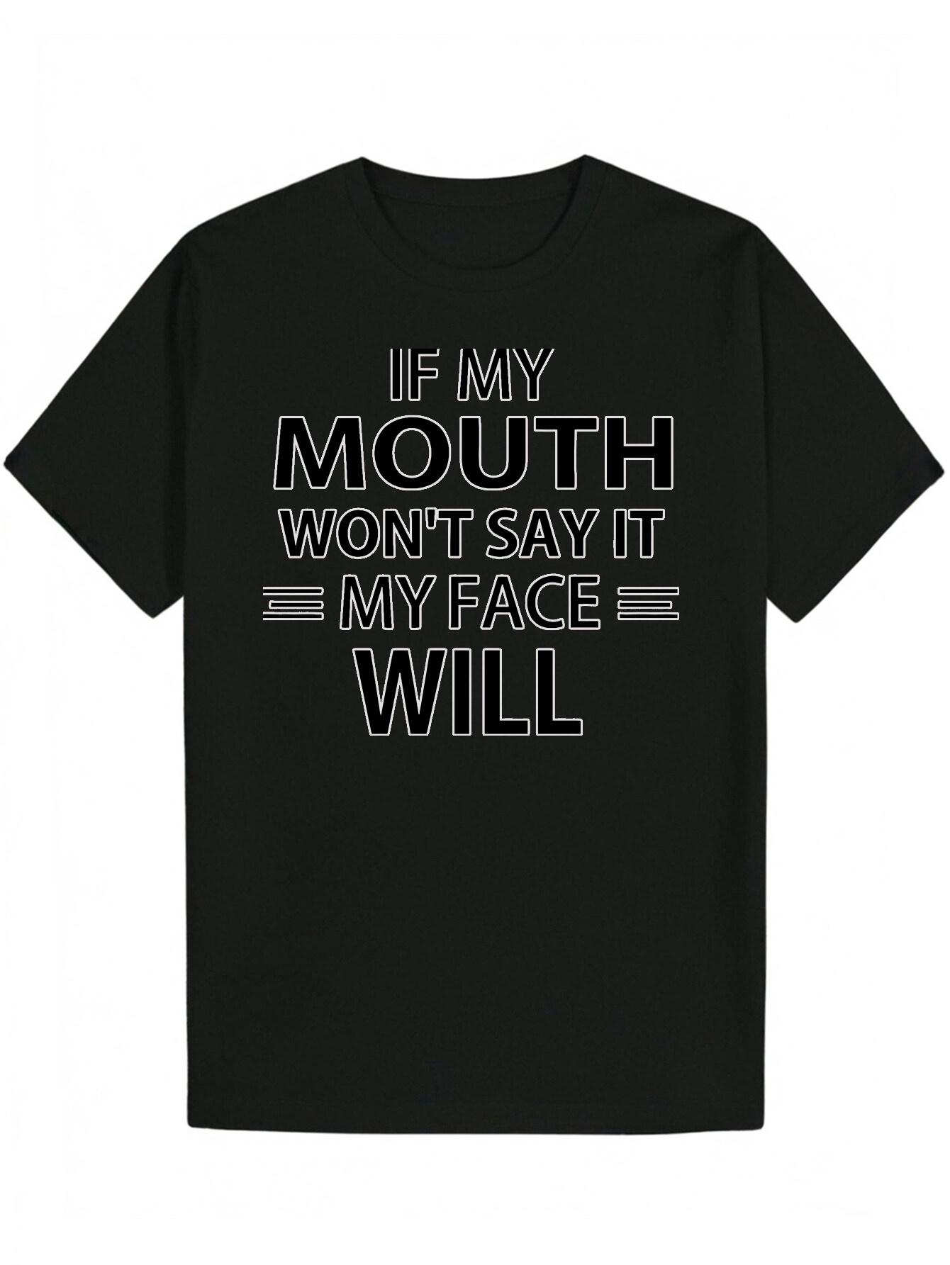 Crew Neck Polyester T-shirt with Bold Letter Print - If My Mouth Won t Say It L
Crew Neck Polyester T-shirt with Bold Letter Print - If My Mouth Won t Say It L