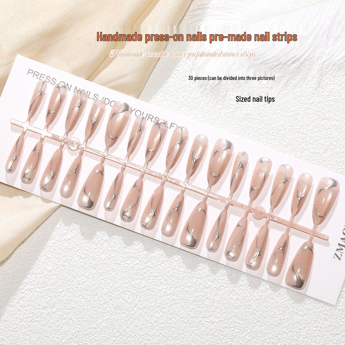 Набор для нейл-арта «Миндаль из серебряной проволоки ручной работы с позолотой» - 30 съемных штук 
Набор для нейл-арта «Миндаль из серебряной проволоки ручной работы с позолотой» - 30 съемных штук