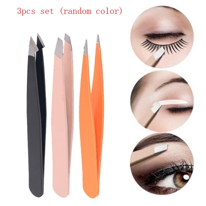 3 штуки нержавеющая сталь пинцет для бровей Набор Заостренный угол Три спецификации Макияж Клип 
3 штуки нержавеющая сталь пинцет для бровей Набор Заостренный угол Три спецификации Макияж Клип