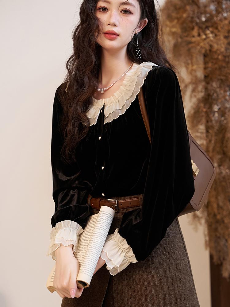 Mishow Бархатная блузка для женщин, весна 2024, новинка во французском стиле, элегантный пригородный дизайн с круглым вырезом и рюшами, свободный пуловер с длинными рукавами, топы MXC51X1323
Mishow Бархатная блузка для женщин, весна 2024, новинка во французском стиле, элегантный пригородный дизайн с круглым вырезом и рюшами, свободный пуловер с длинными рукавами, топы MXC51X1323