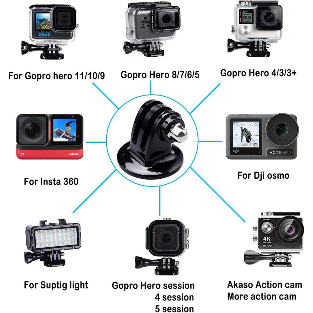 Tripod Mount Adapter for GoPro Hero 13 12 11 10 9 8 7 6 5 4 3 3+ Hero Session GoPro Max, Akaso DJI osmo Action Cameras
Tripod Mount Adapter for GoPro Hero 13 12 11 10 9 8 7 6 5 4 3 3+ Hero Session GoPro Max, Akaso DJI osmo Action Cameras