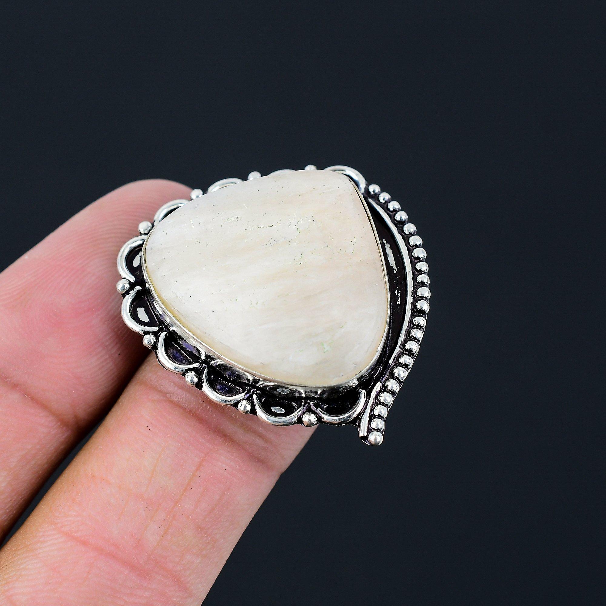 Scolecite Stone Promise Stackable Crown Chakra Ring Jewelry 925 Sterling Silver 9
Scolecite Stone Promise Stackable Crown Chakra Ring Jewelry 925 Sterling Silver 9