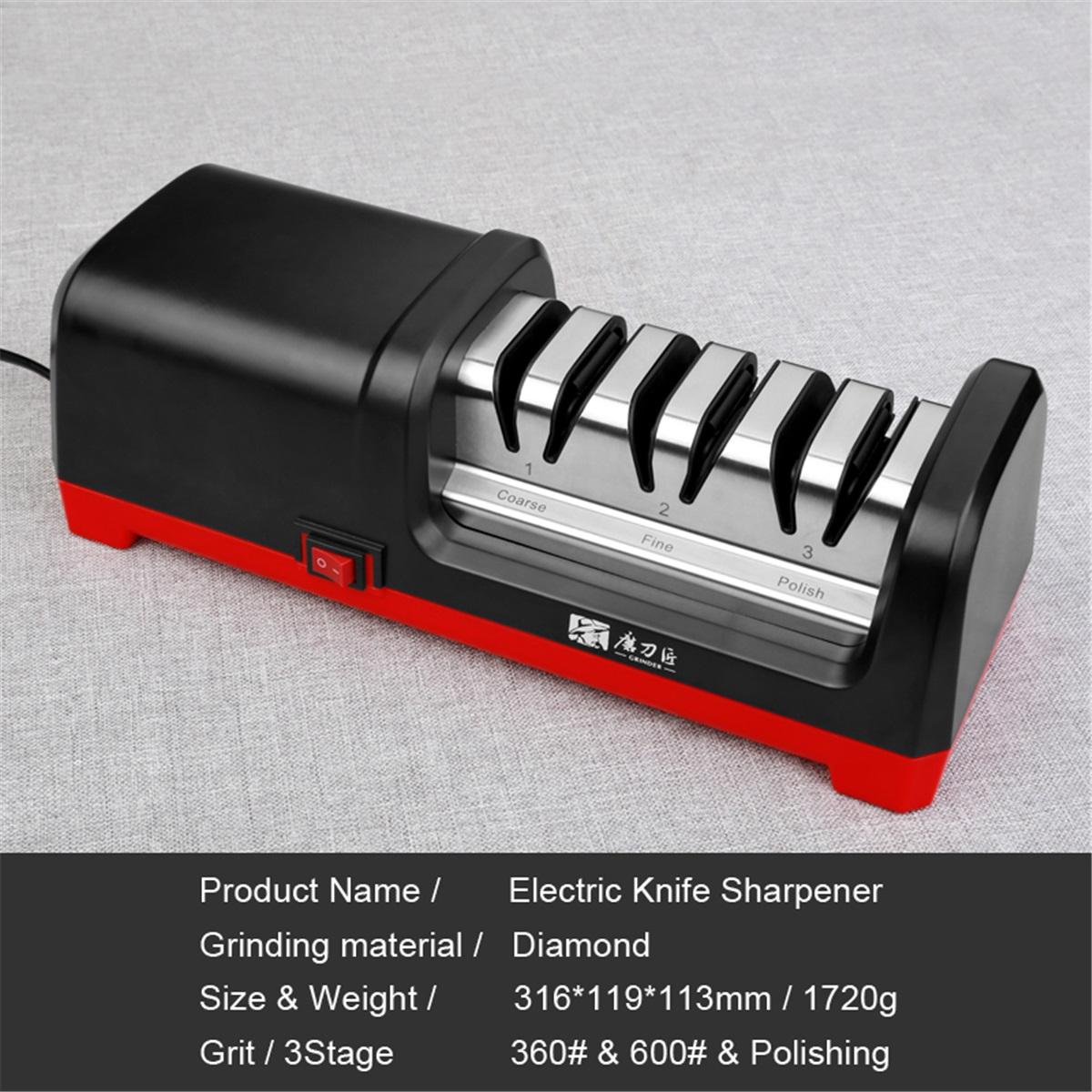 Professional electric knife sharpener (European plug) 360/600# grit and polishing grinding stone 18-watt power TG2101-As shown
Professional electric knife sharpener (European plug) 360/600# grit and polishing grinding stone 18-watt power TG2101-As shown