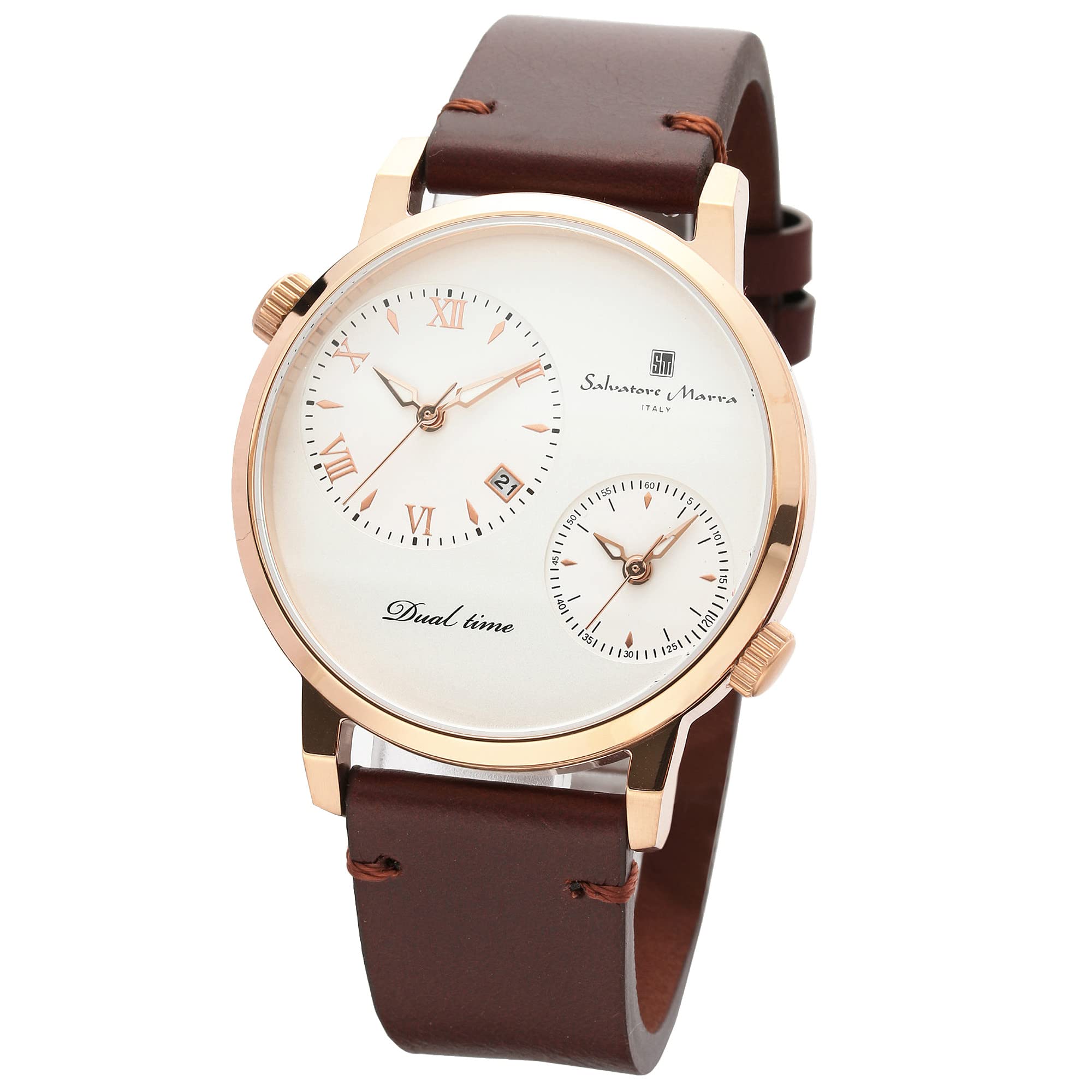 Salvatore Marra Men s and Women s Wristwatch Dual Time Stainless Steel White Leather Band PGWH
Salvatore Marra Men s and Women s Wristwatch Dual Time Stainless Steel White Leather Band PGWH