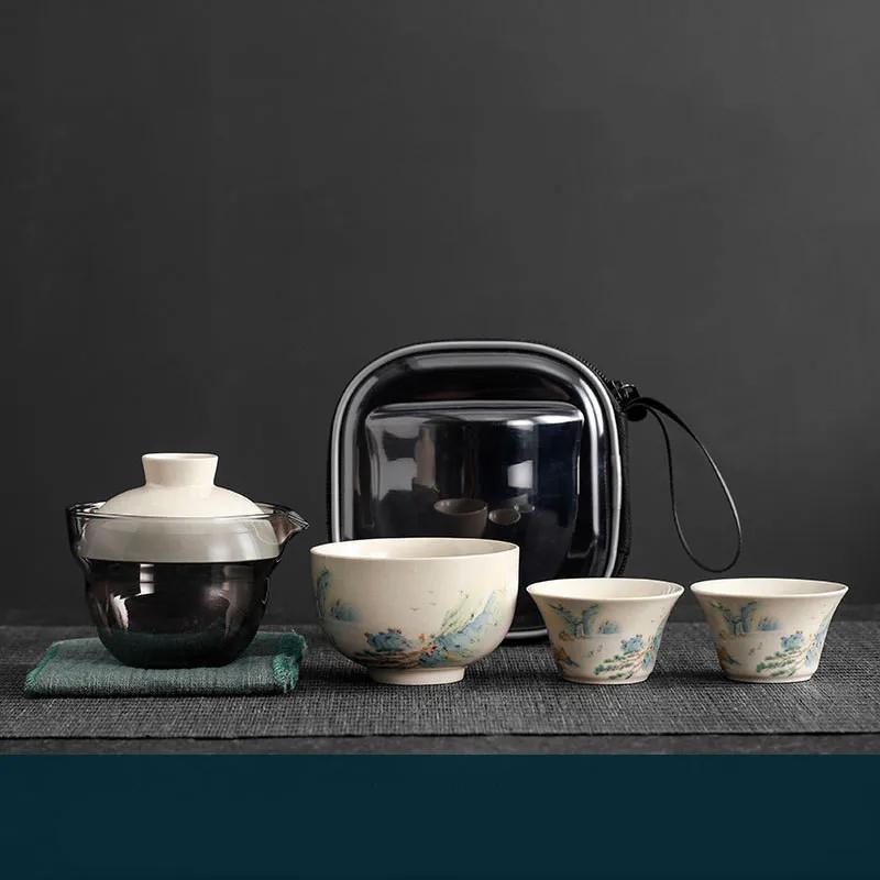 Hand-painted Travel Tea Set Home Car Outdoor Tea Infuser Portable A Pot of Three Cups Teaware Suit Handmade Beauty Gaiwan Five-piece Set
Hand-painted Travel Tea Set Home Car Outdoor Tea Infuser Portable A Pot of Three Cups Teaware Suit Handmade Beauty Gaiwan Five-piece Set