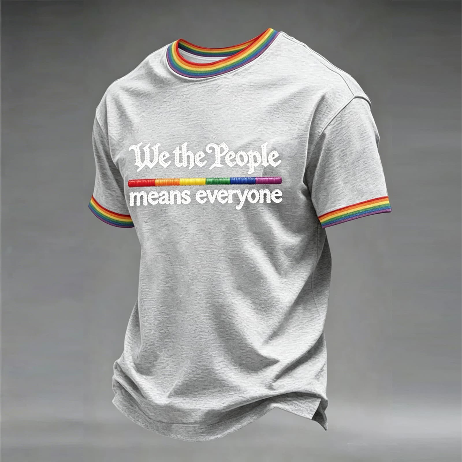 Short Sleeve Crew Neck T Shirt With Embroidered We The Means Lettering And Ribbed Trim S
Short Sleeve Crew Neck T Shirt With Embroidered We The Means Lettering And Ribbed Trim S