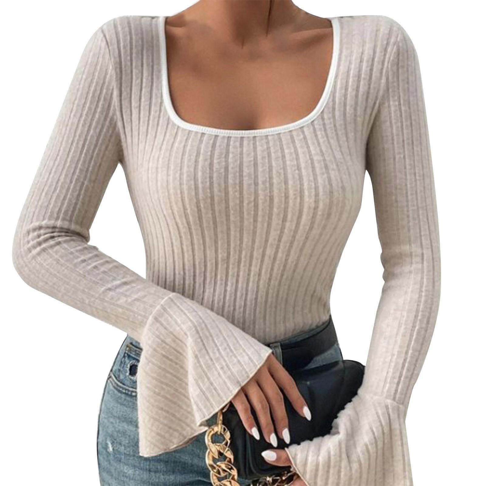 Женская мода квадратный вырез приталенный топ с контрастным цветом расклешенные длинные рукава M белый
Женская мода квадратный вырез приталенный топ с контрастным цветом расклешенные длинные рукава M белый