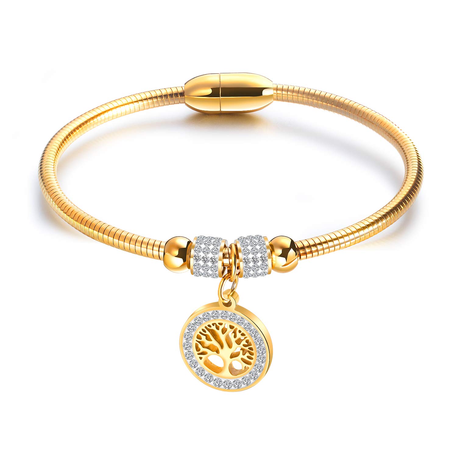 Rockyu Bracelet for 18K Tree of Magnetic Pure Titanium Hypoallergenic of Women, Popular, Zirconia, Life, Bangle, Elegant, Bracelet, (Tree Life-Gold)
Rockyu Bracelet for 18K Tree of Magnetic Pure Titanium Hypoallergenic of Women, Popular, Zirconia, Life, Bangle, Elegant, Bracelet, (Tree Life-Gold)