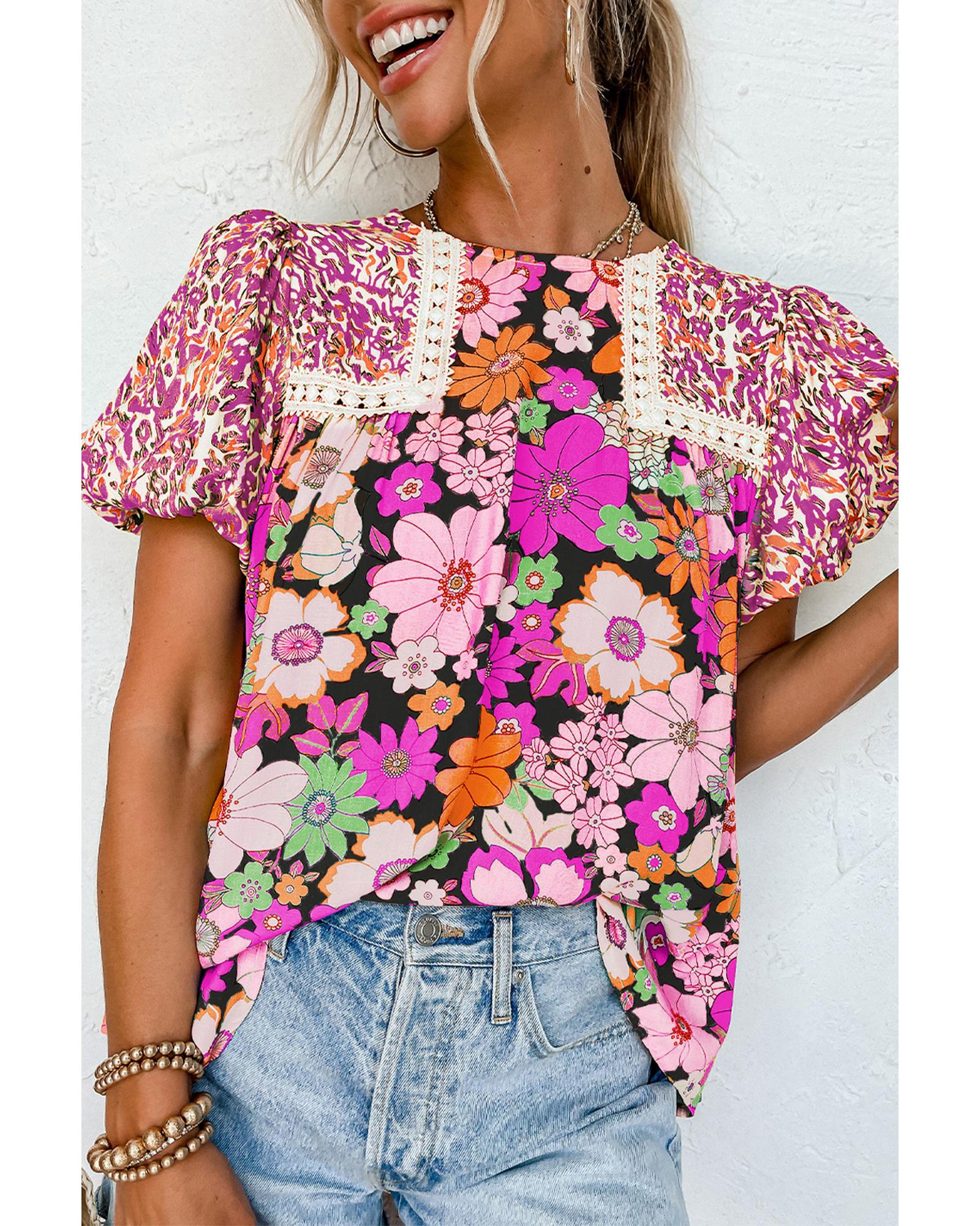 Azura Exchange Rose Red Bubble Sleeve Lace Trim Floral Mixed Print Blouse L рожевий червоний колір
Azura Exchange Rose Red Bubble Sleeve Lace Trim Floral Mixed Print Blouse L рожевий червоний колір