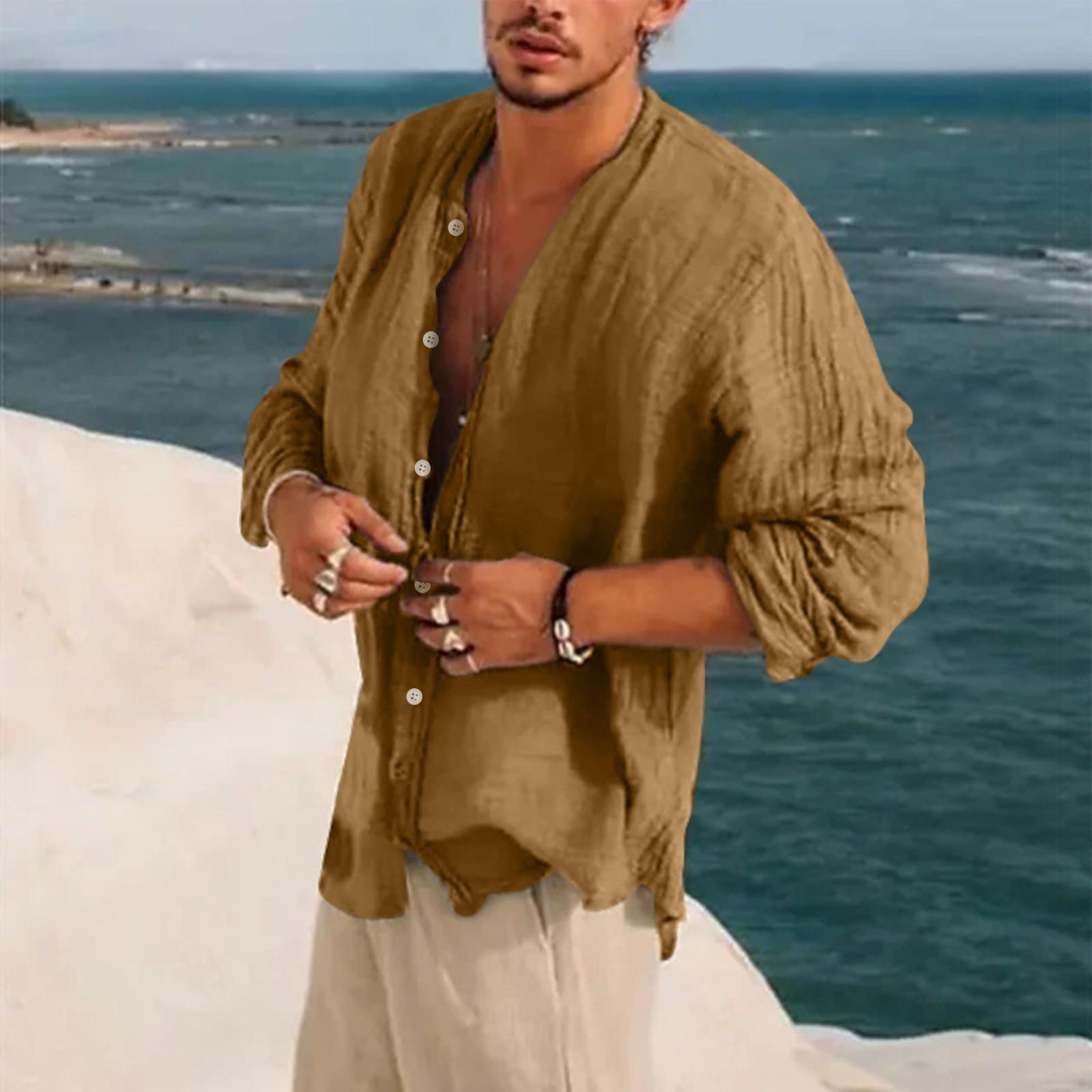 Дизайнерские весенне-летние мужские повседневные хлопковые льняные рубашки с длинным рукавом, свободные рубашки XL коричневый
Дизайнерские весенне-летние мужские повседневные хлопковые льняные рубашки с длинным рукавом, свободные рубашки XL коричневый