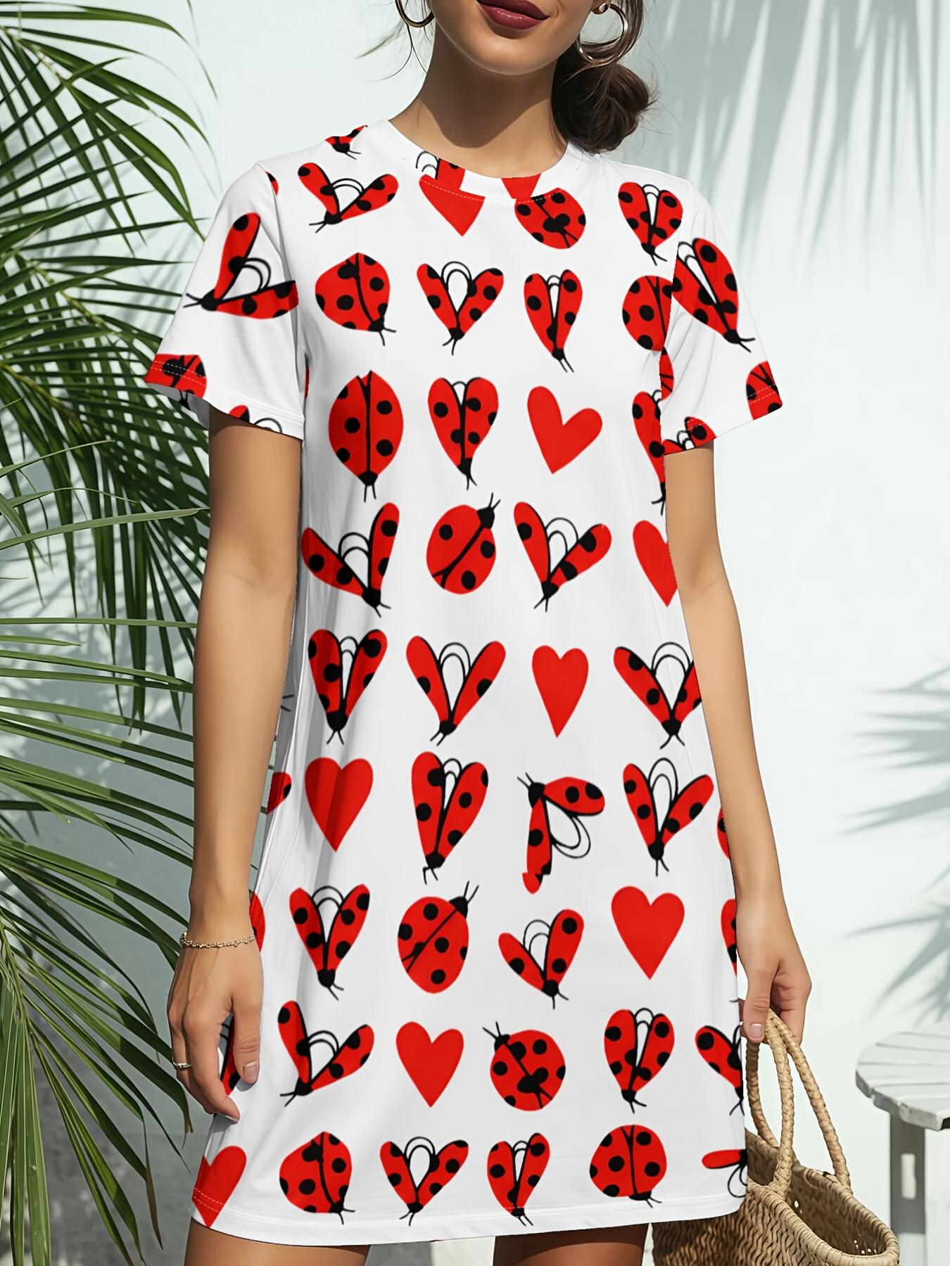 Red HeartNew Women s Round Neck Short Sleeve T-Shirt Dress. American Style Trend Digital Printing. Casual and Versatile for Spring and Summer. Elegant XS дубильная кора
Red HeartNew Women s Round Neck Short Sleeve T-Shirt Dress. American Style Trend Digital Printing. Casual and Versatile for Spring and Summer. Elegant XS дубильная кора