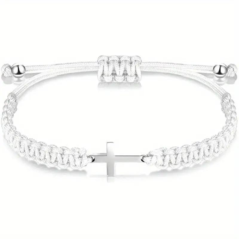 Trendy Simple Stainless Steel Cross Pendant Red Black White Woven Rope Adjustable Bracelets for Women Men Couple Jewelry Gifts білий
Trendy Simple Stainless Steel Cross Pendant Red Black White Woven Rope Adjustable Bracelets for Women Men Couple Jewelry Gifts білий