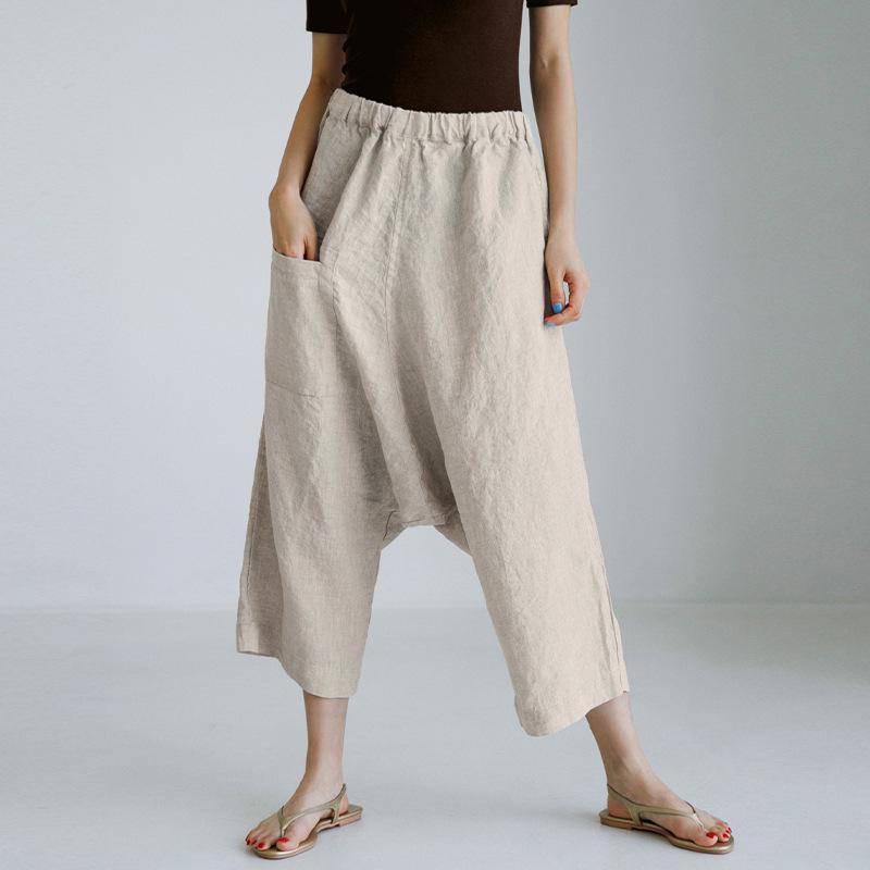 New Spring/Summer Textured Linen-Cotton Cropped Wide-Leg Pants with Elastic Waist and Pockets. Medium
New Spring/Summer Textured Linen-Cotton Cropped Wide-Leg Pants with Elastic Waist and Pockets. Medium