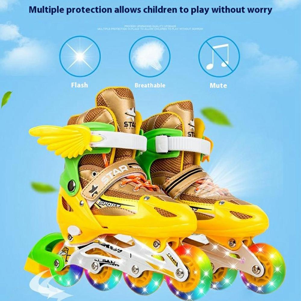 1 Pair Children Full Flash 8 Wheels Roller Skates Skating Shoes with Helmet and Protective Gear,Size M Gold
1 Pair Children Full Flash 8 Wheels Roller Skates Skating Shoes with Helmet and Protective Gear,Size M Gold