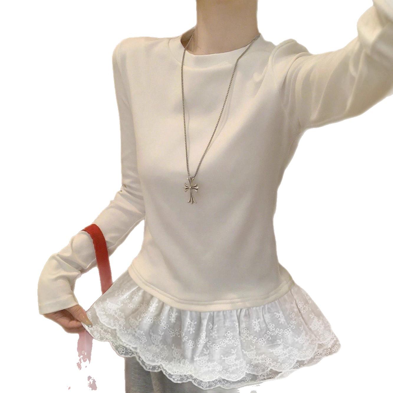 Korean Style Women s White Lace Hem Long Sleeve T-shirt Small
Korean Style Women s White Lace Hem Long Sleeve T-shirt Small