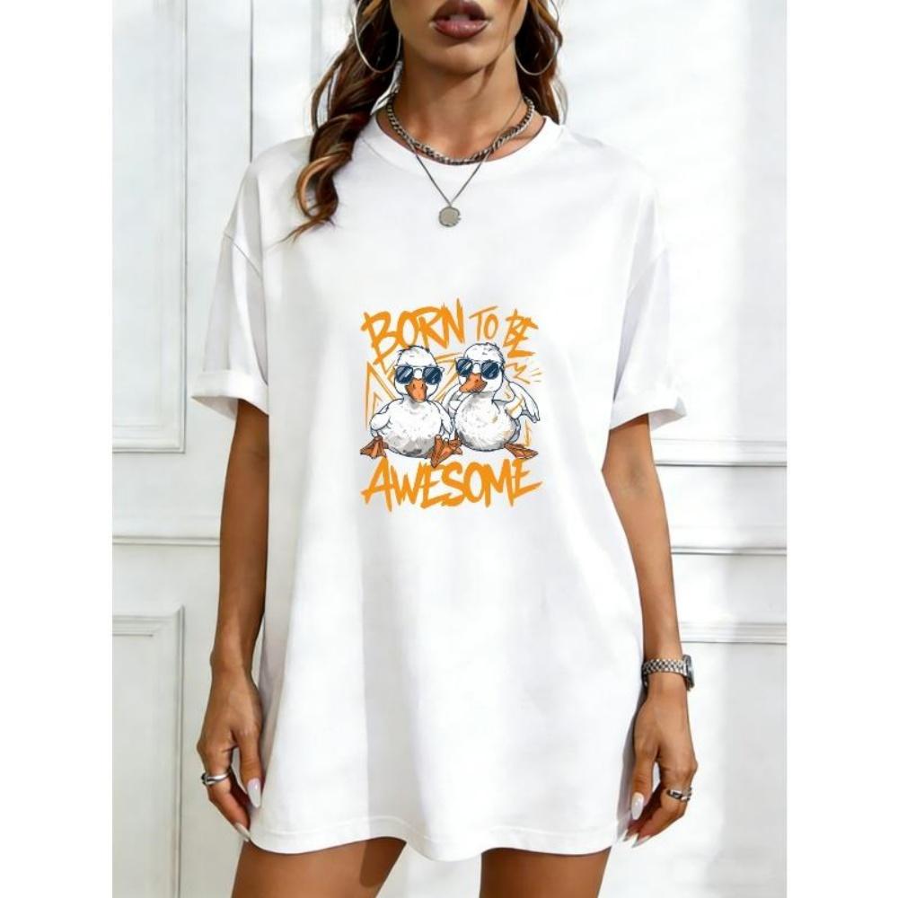Oversized T Shirt Black Born To Be Awesome Duck Graphic Print Casual Streetwear Fashion For Women Summer Outfit S
Oversized T Shirt Black Born To Be Awesome Duck Graphic Print Casual Streetwear Fashion For Women Summer Outfit S