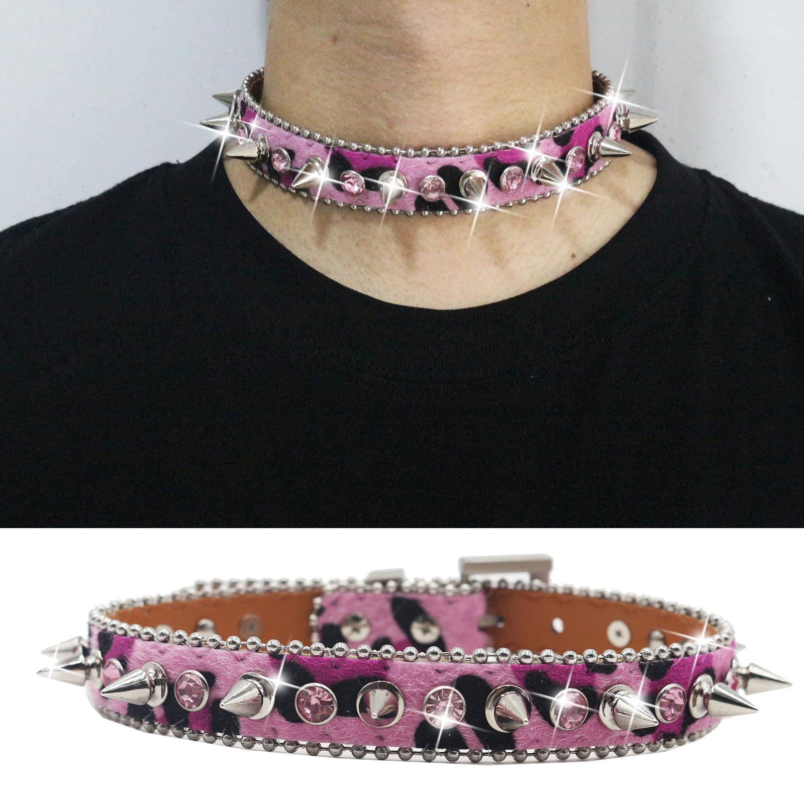 Y2K Leopard Print Rhinestone Spike Choker & Clavicle Chain Set for Women
Y2K Leopard Print Rhinestone Spike Choker & Clavicle Chain Set for Women