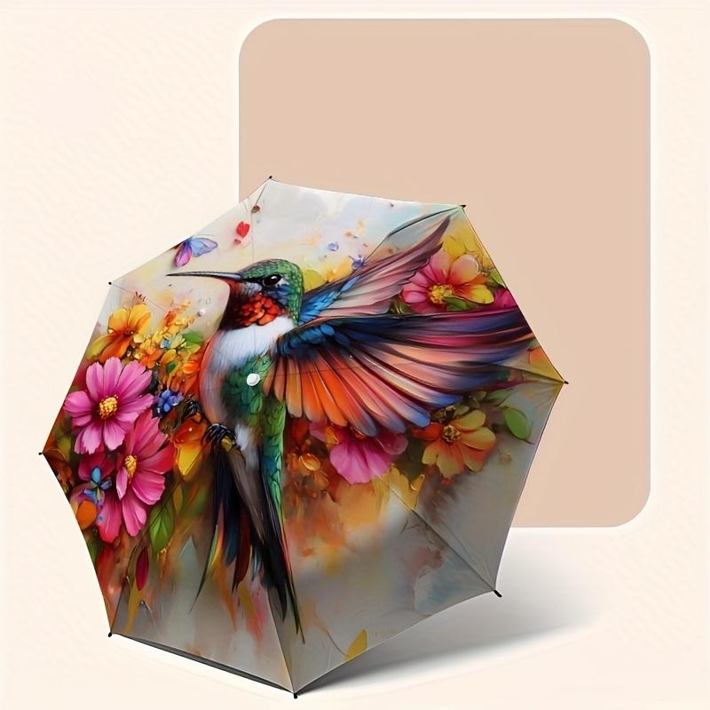 A Vibrant Hummingbird And Floral Print Umbrella, Featuring Automatic Folding, And Shielding. This Sturdy And Durable Umbrella Iron&8K
A Vibrant Hummingbird And Floral Print Umbrella, Featuring Automatic Folding, And Shielding. This Sturdy And Durable Umbrella Iron&8K