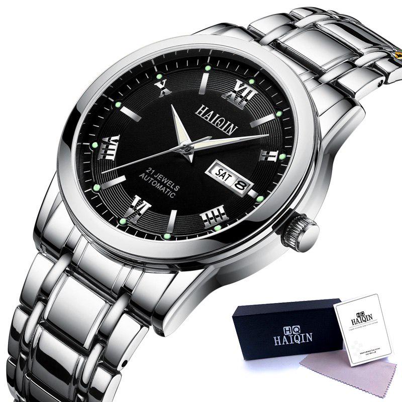 HAIQIN Мужские деловые часы Роскошные автоматические механические часы серебряный/чёрный
HAIQIN Мужские деловые часы Роскошные автоматические механические часы серебряный/чёрный