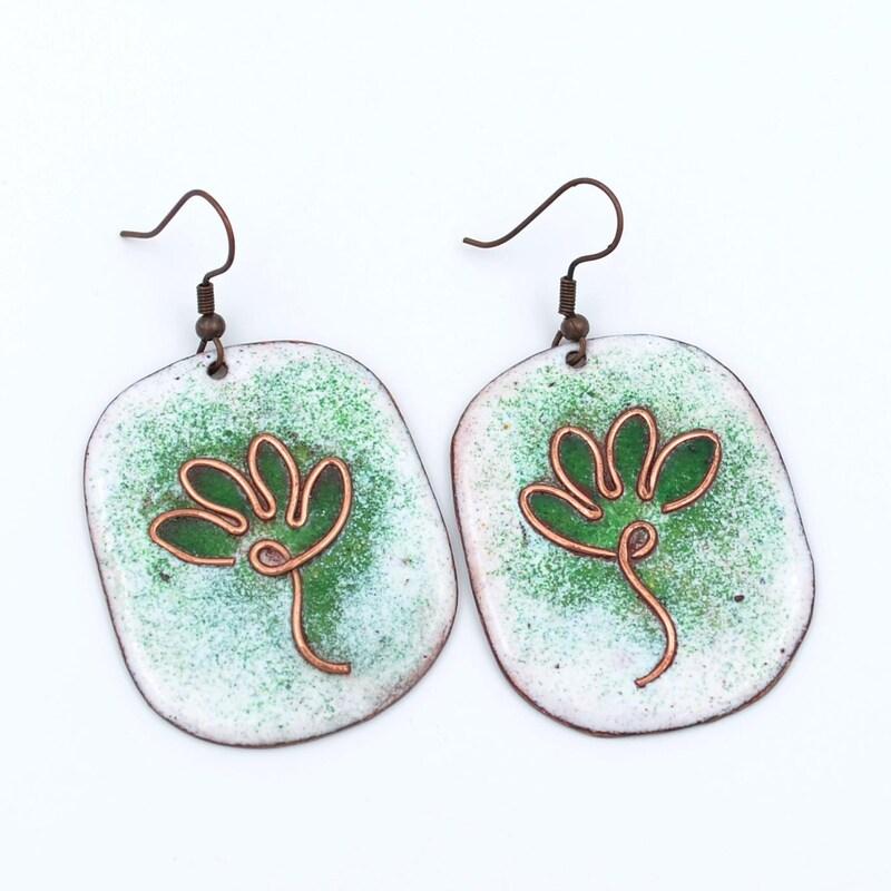 Enamel Copper Flower Dangle Earrings
Enamel Copper Flower Dangle Earrings