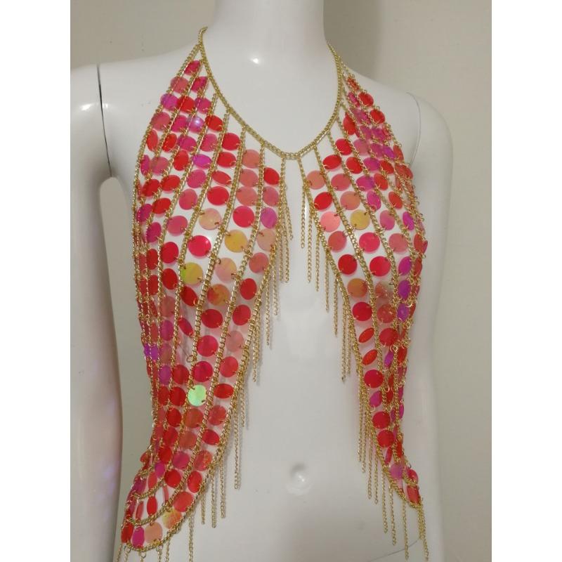 Sequin Tassel Halter Neck Body Chain Top OneSize рожевий
Sequin Tassel Halter Neck Body Chain Top OneSize рожевий